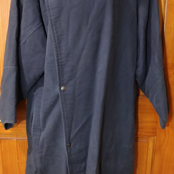 Parachute Canada Vintage Navy High Collar Belted Long Coat Architectural 80s - Picture 3 of 16